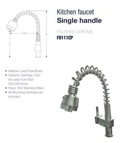 New Kitchen Faucet Chrome Finish F9111CP