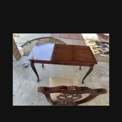 Vintage Cherry Color Single Table Work Desk W Wood Chair
