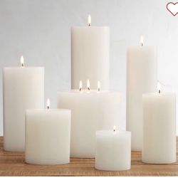New! Pottery Barn 3”x10” unscented wax pillar candle in white