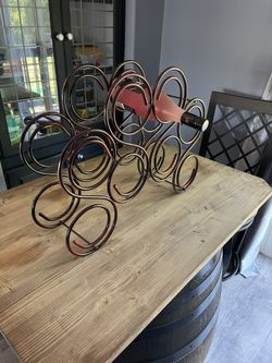 Wine Holder Solid Steel Black With Hint Of Red 