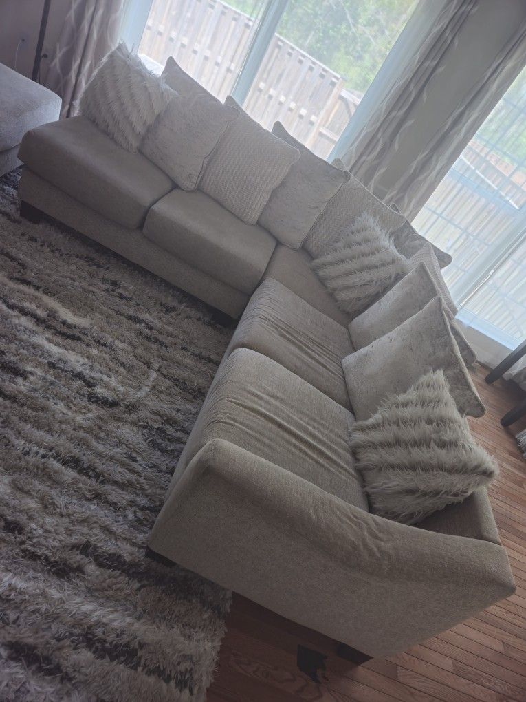 Beige L Shaped Sectional