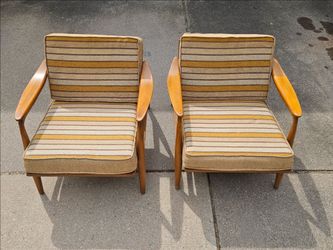 Pair Mid-Century Lawrence Peabody Teak Lounge Chairs Model 912 Nemschoff MCM