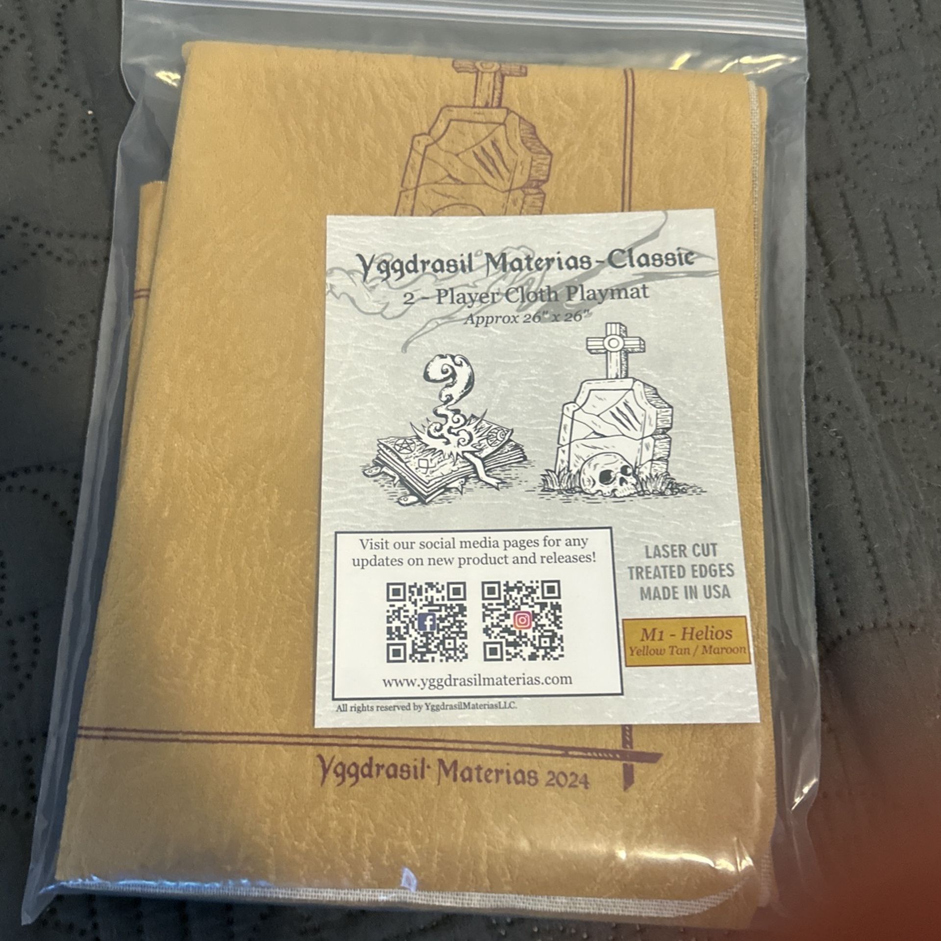 Yggdrasil Materias Standard Cloth Playmat M1 Helios Yellow tan/Maroon BR