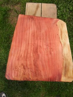 Redwood end table sanded .