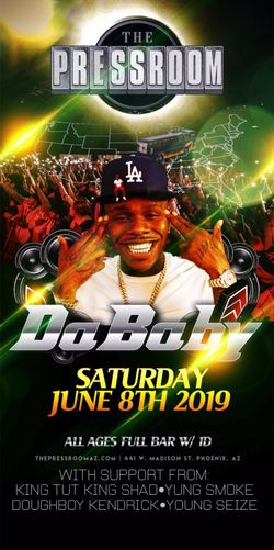 DA BABY TICKETS PRESSROOM JUNE 2ND