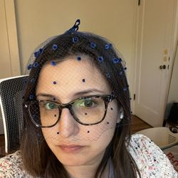 Elegant Blue Veil Headpiece