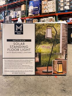 Members Mark Matte Black Solar Standing Floor Lamp with Removable Lantern Brand New in Box