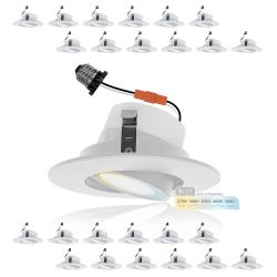 NUWATT 24 Pack Retrofit 4 Inch Gimbal LED Recessed Light White Trim, High Lumen, 750lm, 10W, 5CCT 2700K/3000K/3500K/4000K/5000K Selectable, Dimmable, 