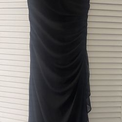 Betsy & Adam Black Formal Dress with Rhinestone Straps Size 6