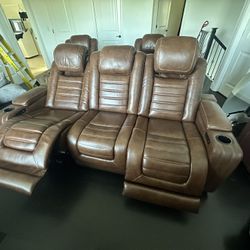 🛋️ Power Reclining Brown Sofa 🛋️