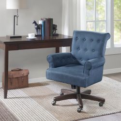 Madison Park Timmy Morocco Wood Finish Blue Office Chair