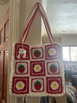 Crochet Bag & Hello Kitty Key Chain