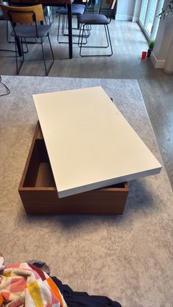Modern white/walnut coffee table with storage