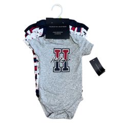 Tommy Hilfiger Baby Onesies Bodysuit Set Of 4 (3-6 Months) Boy Girl