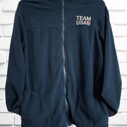 Team USA Unisex Adults Size Large Fleece Full Zip Olympic Jacket • Navy Blue