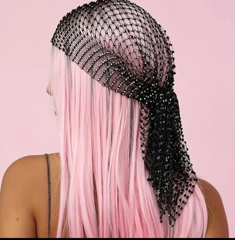 HEADBAND RHINESTONES BANDANA FISHNET