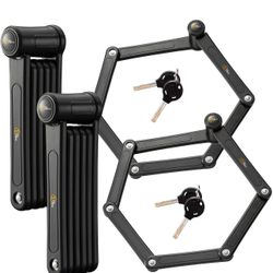 Via Velo 2 Folding Bike Lock Set | Same Key System 4 Keyed Alike Keys, Heavy Duty Hard Steel, Lightweight, Bike Lock