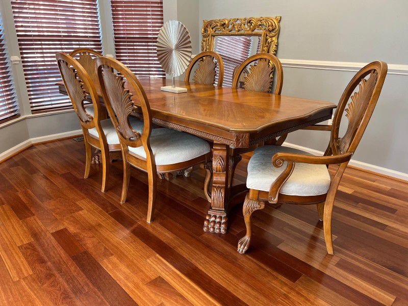 Solid Wood Dining Table with 6 Chairs 