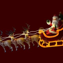 Home Accents Holiday 9 ft. Giant-Sized LED Santa's Sleigh with Reindeer Holiday Yard Decoration