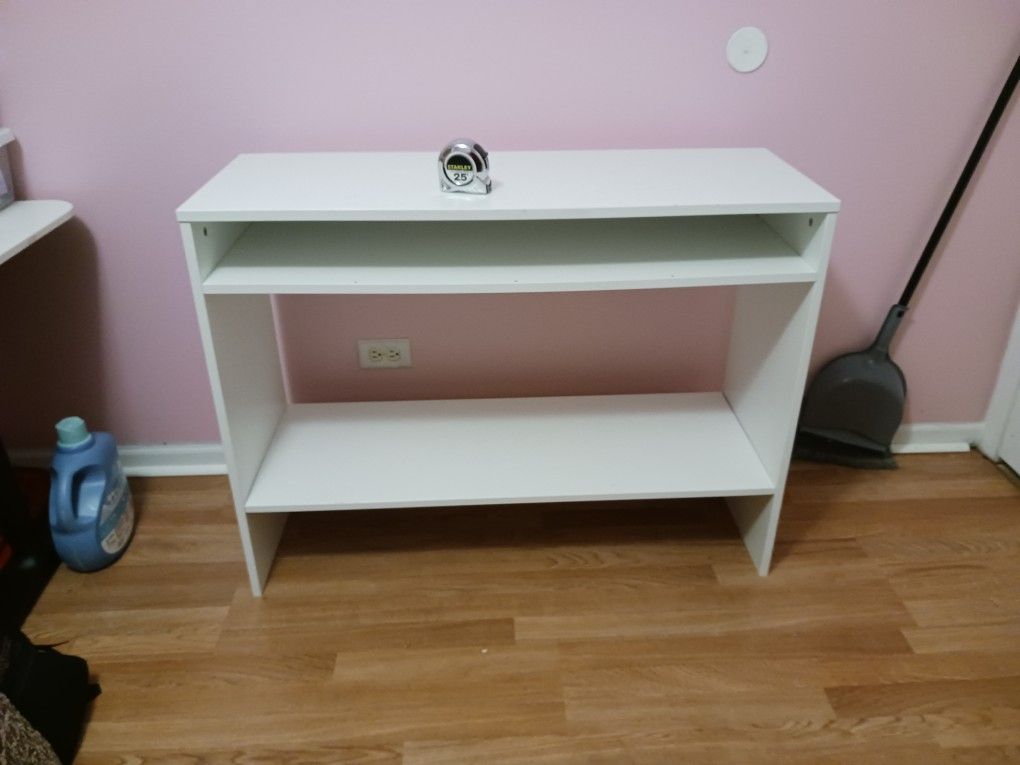 Versatile White Open-Shelf Console Table / Storage Desk (40" Wide)
