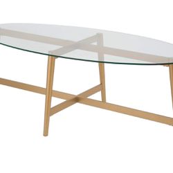 Glass Top Gold Coffee Table 
