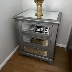 Mirrored 3 Drawers Dresser Silver - 24 Inches/ 27 Inches High  (1only)