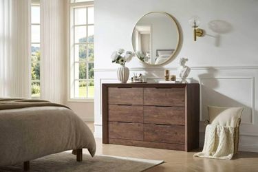 Modern 6-Drawer Dresser, Walnut Brown, 47.2” Wide – Local Pickup & Delivery