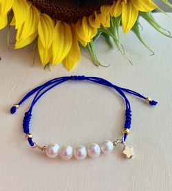 Handmade bracelet macrame pearls and gold filled