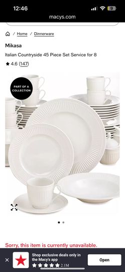 45 Piece Mikasa Italian Countryside Dinnerware