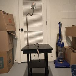 Side Table w/ Attached Lamp Stand