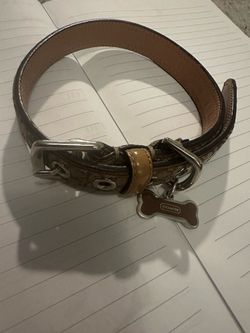 Coach Signature Light Brown Tan Leather Vintage Size M l3.5” 16.5”   1.8 Dog Collar