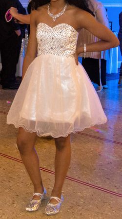 White beaded cocktail party dress/Prom dress