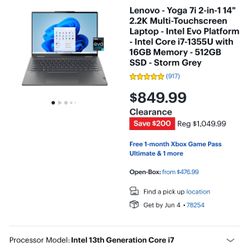 Lenovo Yoga 7i 14” Laptop