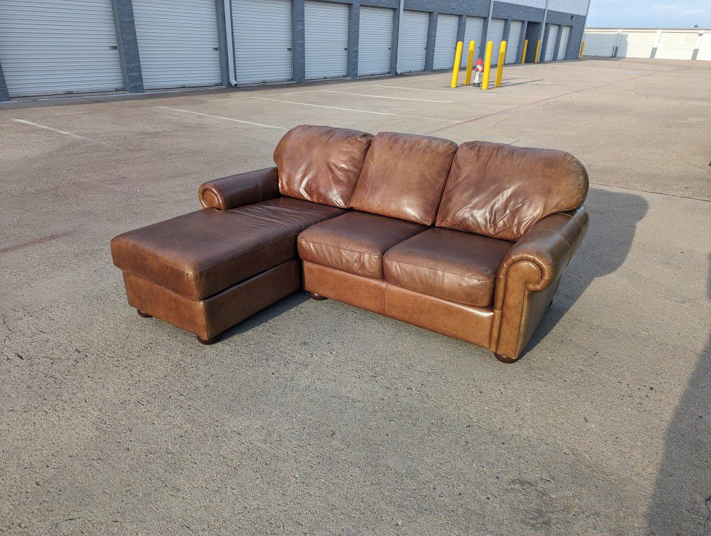 Full Grain Leather Sofa With Chaise 