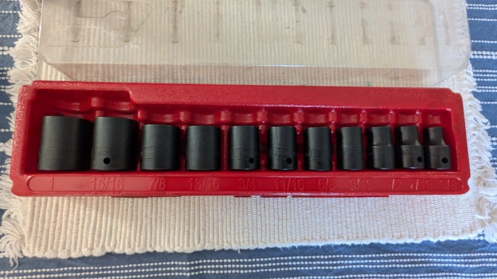 New Snap-On 1/2" Drive SAE Impact Socket Set (11 Piece) OBO