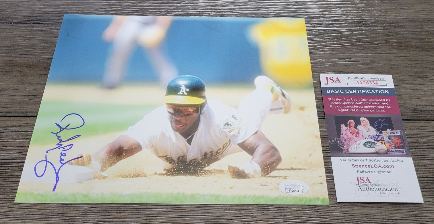 RICKEY HENDERSON Signed 8x10 Photo Oakland A's Autograph JSA Authenticated