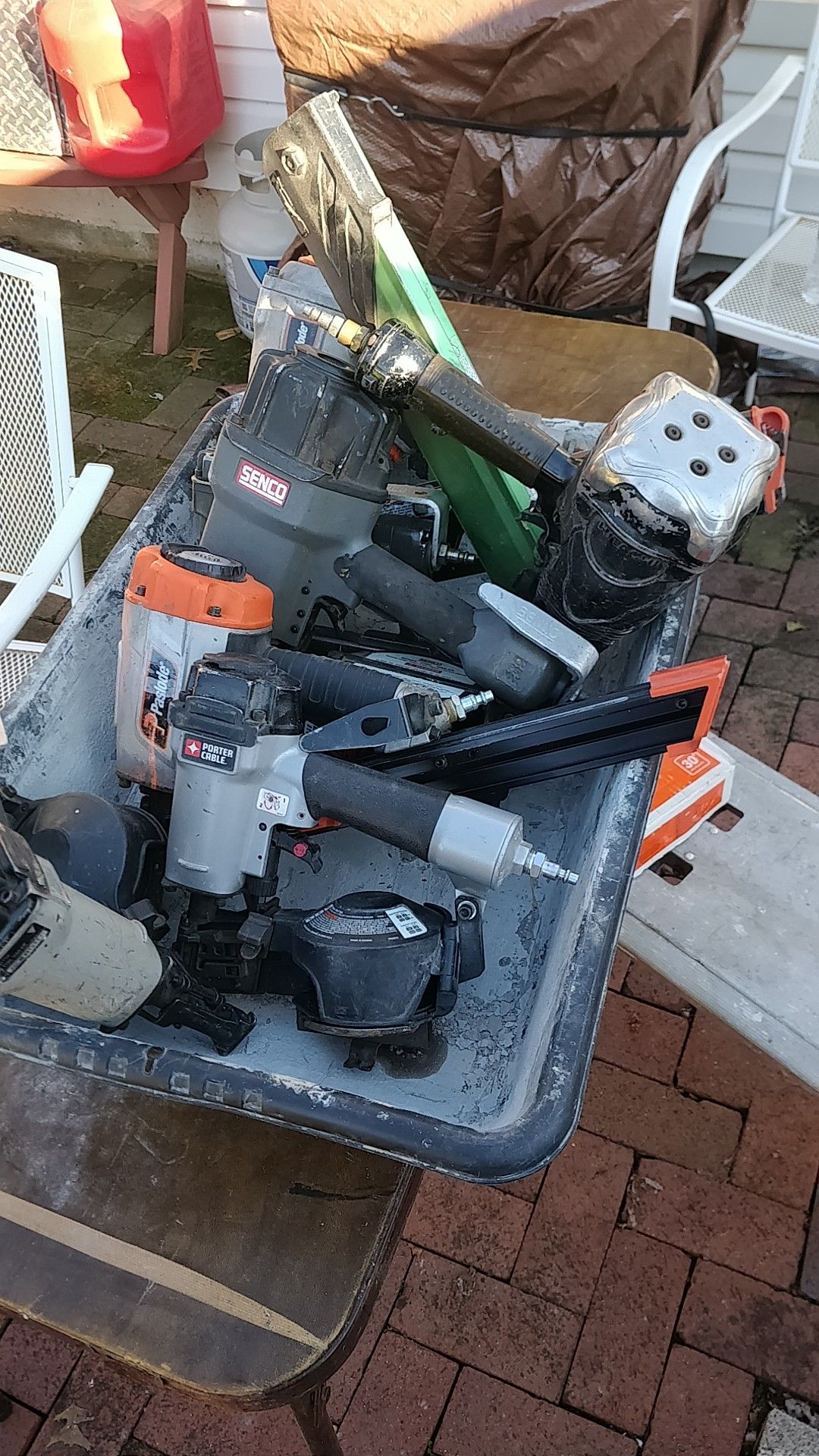 Bucket of nail guns