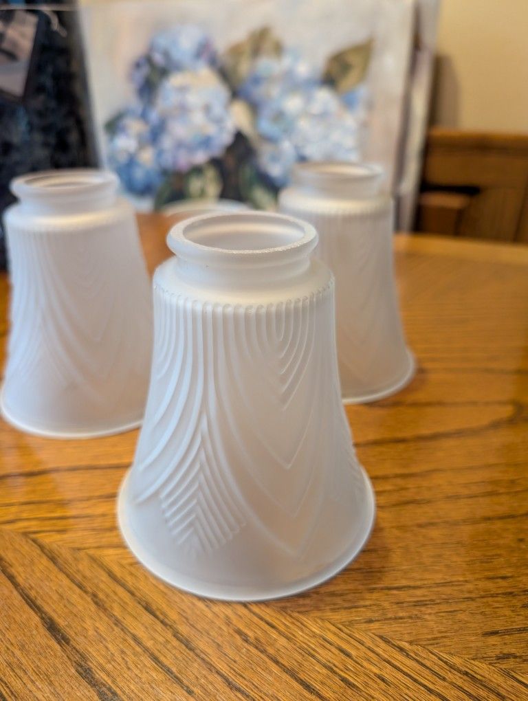 Vintage Art Deco Frosted Bell Shape Leaf Glass Lamp Shades