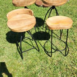 4 Quality Wooden Bar Stools