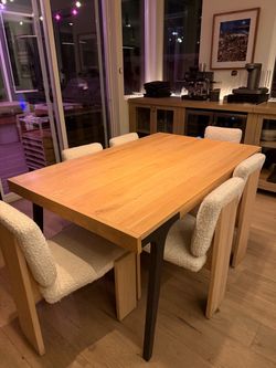 Crate and Barrel solid wood expandable table