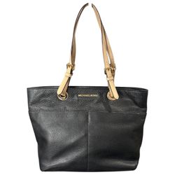 Michael Kors Bedford Medium Top Zip Pocket Tote Purse Bag Black EUC