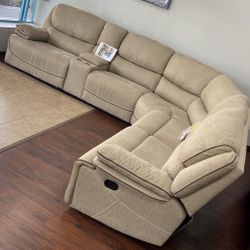 Going out of business sale. Alejandra beige reclining sectional now $1599. Easy finance option. Same day delivery.