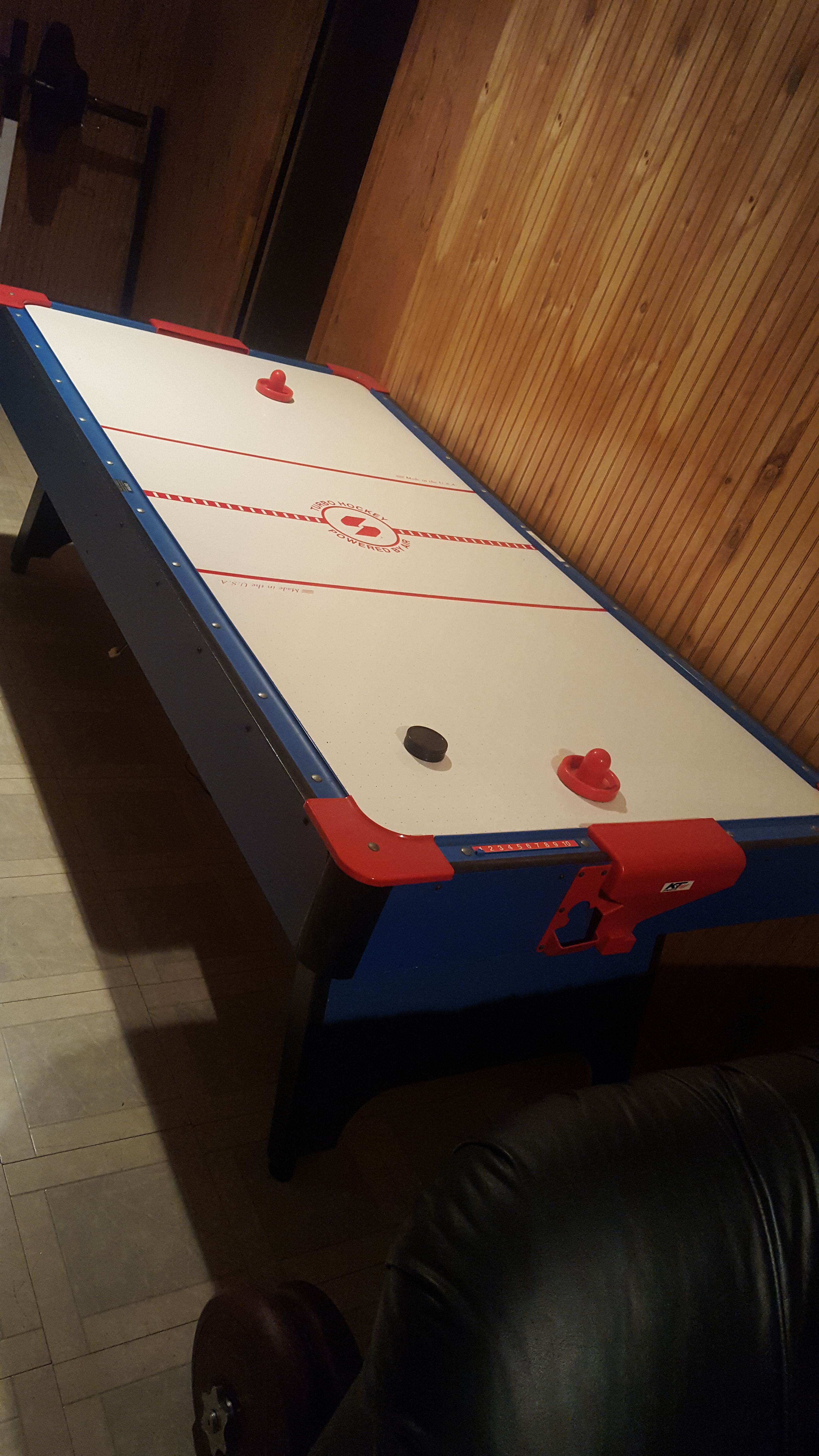 Electric Blue and Red Air Hockey Table