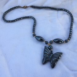 Butterfly hematite necklace