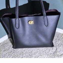 Coach Black Leather Tote Purse