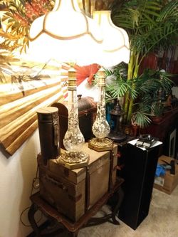 Antique glass painted lamps