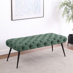Upholstered Tufted Accent Bench With Stainless Steel Legs! 3 Colors! 