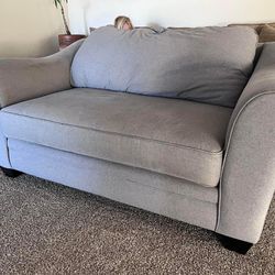 Large Gray 2 Seater Couch And Ottoman