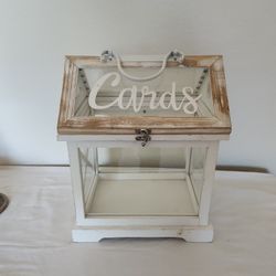 Wedding & Birthday All Occasion Card Holder, 14.5"Tall, Silver Latch, Glass Sides Wood, Frame