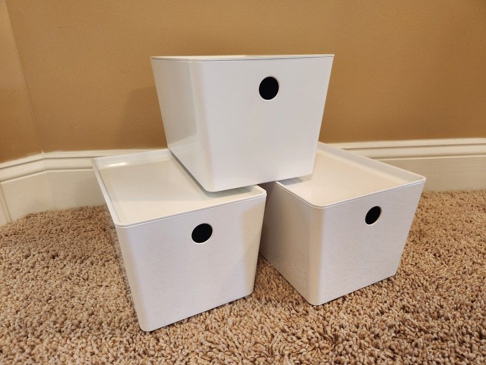 Set Of 3~ IKEA "Kuggis" Storage Bins & Lids (NEW!)